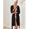 imageEkouaer Robes for Women Knee Length Kimono Bathrobe Lightweight 34 Sleeve Sleepwear Soft Loungewear with Pockets SXXLBlack