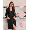 imageEkouaer Robes for Women Knee Length Kimono Bathrobe Lightweight 34 Sleeve Sleepwear Soft Loungewear with Pockets SXXLBlack
