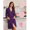 imageEkouaer Robes for Women Knee Length Kimono Bathrobe Lightweight 34 Sleeve Sleepwear Soft Loungewear with Pockets SXXLDeep Purple