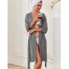 imageEkouaer Robes for Women Knee Length Kimono Bathrobe Lightweight 34 Sleeve Sleepwear Soft Loungewear with Pockets SXXLGray