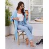 imageEkouaer Robes for Women Knee Length Kimono Bathrobe Lightweight 34 Sleeve Sleepwear Soft Loungewear with Pockets SXXLLight Blue