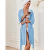 imageEkouaer Robes for Women Knee Length Kimono Bathrobe Lightweight 34 Sleeve Sleepwear Soft Loungewear with Pockets SXXLLight Blue