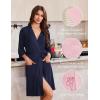 imageEkouaer Robes for Women Knee Length Kimono Bathrobe Lightweight 34 Sleeve Sleepwear Soft Loungewear with Pockets SXXLNavy