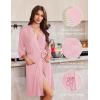 imageEkouaer Robes for Women Knee Length Kimono Bathrobe Lightweight 34 Sleeve Sleepwear Soft Loungewear with Pockets SXXLPink