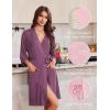 imageEkouaer Robes for Women Knee Length Kimono Bathrobe Lightweight 34 Sleeve Sleepwear Soft Loungewear with Pockets SXXLPurple Red