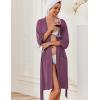 imageEkouaer Robes for Women Knee Length Kimono Bathrobe Lightweight 34 Sleeve Sleepwear Soft Loungewear with Pockets SXXLPurple Red