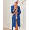imageEkouaer Robes for Women Knee Length Kimono Bathrobe Lightweight 34 Sleeve Sleepwear Soft Loungewear with Pockets SXXLRoyal Blue