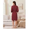 imageEkouaer Robes for Women Knee Length Kimono Bathrobe Lightweight 34 Sleeve Sleepwear Soft Loungewear with Pockets SXXLWine Red