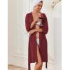 imageEkouaer Robes for Women Knee Length Kimono Bathrobe Lightweight 34 Sleeve Sleepwear Soft Loungewear with Pockets SXXLWine Red