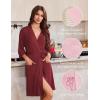 imageEkouaer Robes for Women Knee Length Kimono Bathrobe Lightweight 34 Sleeve Sleepwear Soft Loungewear with Pockets SXXLWine Red