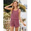 imageEkouaer Pajamas for Women Sets Tank and Shorts Summer Waffle Knit Striped 2Piece Cute Pjs Soft Sleeveless Loungewear SetRose Red and White Stripe