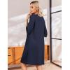 imageEkouaer Zip Up Robes for Women Short Waffle Bathrobe Lightweight Knee Length Housecoat with Pockets Nightgown S3XLNavy Blue