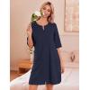 imageEkouaer Zip Up Robes for Women Short Waffle Bathrobe Lightweight Knee Length Housecoat with Pockets Nightgown S3XLNavy Blue