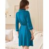 imageEkouaer Women Robes Shawl Collar Bathrobe Short Kimono Robe Soft Knit Bathrobes Ladies Sleepwear with Pockets SXXLBlue Green