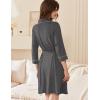 imageEkouaer Women Robes Shawl Collar Bathrobe Short Kimono Robe Soft Knit Bathrobes Ladies Sleepwear with Pockets SXXLDark Gray