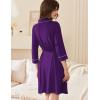 imageEkouaer Women Robes Shawl Collar Bathrobe Short Kimono Robe Soft Knit Bathrobes Ladies Sleepwear with Pockets SXXLDark Purple