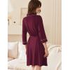 imageEkouaer Women Robes Shawl Collar Bathrobe Short Kimono Robe Soft Knit Bathrobes Ladies Sleepwear with Pockets SXXLDate Red