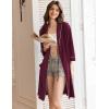 imageEkouaer Women Robes Shawl Collar Bathrobe Short Kimono Robe Soft Knit Bathrobes Ladies Sleepwear with Pockets SXXLDate Red