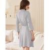 imageEkouaer Women Robes Shawl Collar Bathrobe Short Kimono Robe Soft Knit Bathrobes Ladies Sleepwear with Pockets SXXLLight Gray