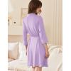imageEkouaer Women Robes Shawl Collar Bathrobe Short Kimono Robe Soft Knit Bathrobes Ladies Sleepwear with Pockets SXXLLight Purple