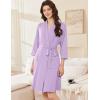 imageEkouaer Women Robes Shawl Collar Bathrobe Short Kimono Robe Soft Knit Bathrobes Ladies Sleepwear with Pockets SXXLLight Purple