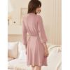 imageEkouaer Women Robes Shawl Collar Bathrobe Short Kimono Robe Soft Knit Bathrobes Ladies Sleepwear with Pockets SXXLLotus Pink