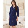 imageEkouaer Women Robes Shawl Collar Bathrobe Short Kimono Robe Soft Knit Bathrobes Ladies Sleepwear with Pockets SXXLNavy Blue
