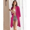 imageEkouaer Women Robes Shawl Collar Bathrobe Short Kimono Robe Soft Knit Bathrobes Ladies Sleepwear with Pockets SXXLRose Red