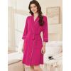 imageEkouaer Women Robes Shawl Collar Bathrobe Short Kimono Robe Soft Knit Bathrobes Ladies Sleepwear with Pockets SXXLRose Red