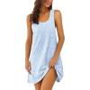imageEkouaer Nightgowns for Women Cotton Night Gown Tank Sleeveless Sleepshirt Racerback Nightdress Chemise Sleepwear SXXXLBlue Flowers