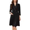 imageEkouaer Women Robes Shawl Collar Bathrobe Short Kimono Robe Soft Knit Bathrobes Ladies Sleepwear with Pockets SXXLBlack
