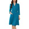 imageEkouaer Women Robes Shawl Collar Bathrobe Short Kimono Robe Soft Knit Bathrobes Ladies Sleepwear with Pockets SXXLBlue Green