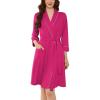 imageEkouaer Women Robes Shawl Collar Bathrobe Short Kimono Robe Soft Knit Bathrobes Ladies Sleepwear with Pockets SXXLRose Red