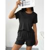 imageEkouaer 2 Packs Womens Pajama Set Short Sleeve Sleepwear Soft Top and Shorts Pjs Casual Outfits Lounge Set with PocketsBlackGrey