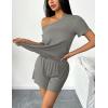 imageEkouaer 2 Packs Womens Pajama Set Short Sleeve Sleepwear Soft Top and Shorts Pjs Casual Outfits Lounge Set with PocketsBlackGrey