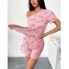 imageEkouaer 2 Packs Womens Pajama Set Short Sleeve Sleepwear Soft Top and Shorts Pjs Casual Outfits Lounge Set with PocketsBlackPink Herat