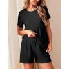 imageEkouaer 2 Packs Womens Pajama Set Short Sleeve Sleepwear Soft Top and Shorts Pjs Casual Outfits Lounge Set with PocketsBlackWhite