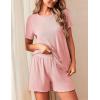 imageEkouaer 2 Packs Womens Pajama Set Short Sleeve Sleepwear Soft Top and Shorts Pjs Casual Outfits Lounge Set with PocketsGreenLight Pink