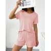 imageEkouaer 2 Packs Womens Pajama Set Short Sleeve Sleepwear Soft Top and Shorts Pjs Casual Outfits Lounge Set with PocketsGreyLight Pink