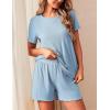 imageEkouaer 2 Packs Womens Pajama Set Short Sleeve Sleepwear Soft Top and Shorts Pjs Casual Outfits Lounge Set with PocketsLight BlueGrey