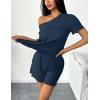 imageEkouaer 2 Packs Womens Pajama Set Short Sleeve Sleepwear Soft Top and Shorts Pjs Casual Outfits Lounge Set with PocketsNavy BlueLight Blue