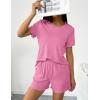 imageEkouaer 2 Packs Womens Pajama Set Short Sleeve Sleepwear Soft Top and Shorts Pjs Casual Outfits Lounge Set with PocketsPinkWhite