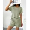 imageEkouaer 2 Packs Womens Pajama Set Short Sleeve Sleepwear Soft Top and Shorts Pjs Casual Outfits Lounge Set with PocketsWhiteGreen