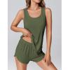 imageEkouaer 2 Pieces Womens Tank Top Pajamas Set Soft Sleepwear Sleeveless Cami and Shorts Summer Loungewear Pjs SetArmy Green