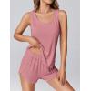 imageEkouaer 2 Pieces Womens Tank Top Pajamas Set Soft Sleepwear Sleeveless Cami and Shorts Summer Loungewear Pjs SetDeep Pink