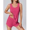 imageEkouaer 2 Pieces Womens Tank Top Pajamas Set Soft Sleepwear Sleeveless Cami and Shorts Summer Loungewear Pjs SetHot Pink