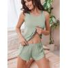 imageEkouaer 2 Pieces Womens Tank Top Pajamas Set Soft Sleepwear Sleeveless Cami and Shorts Summer Loungewear Pjs SetLight Green