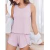 imageEkouaer 2 Pieces Womens Tank Top Pajamas Set Soft Sleepwear Sleeveless Cami and Shorts Summer Loungewear Pjs SetPink