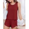 imageEkouaer 2 Pieces Womens Tank Top Pajamas Set Soft Sleepwear Sleeveless Cami and Shorts Summer Loungewear Pjs SetWine Red