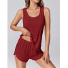 imageEkouaer 2 Pieces Womens Tank Top Pajamas Set Soft Sleepwear Sleeveless Cami and Shorts Summer Loungewear Pjs SetWine Red